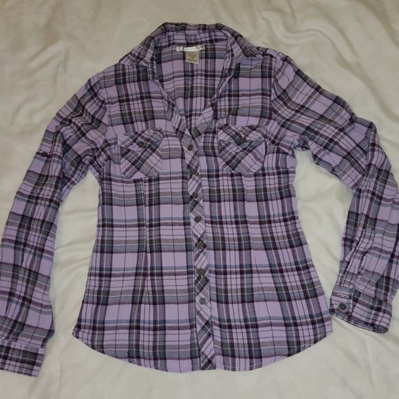 Y2K Charlotte Russe Medium Plaid Flannel Long Sleve Button Down Shirt Pockets! - Picture 7 of 11